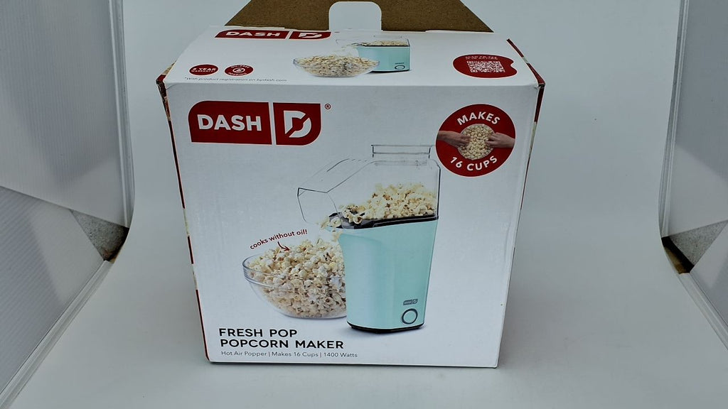 DASH Popcorn Maker 16 Cups Aqua Hot Air Popping Machine w/ Measuring Cup