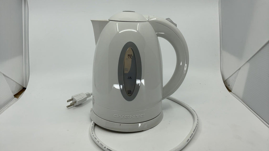 1.7L OVENTE Electric Kettle, Auto Shut-Off, Removable Filter, White