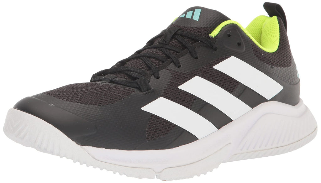 adidas Women's Court Team Bounce 2.0 Sneaker, Core Black/White/Flash Aqua, 6