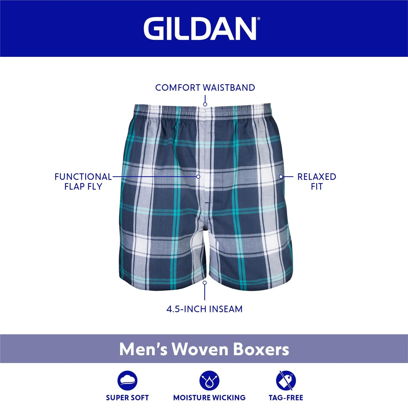 Men's Gildan Boxers Multipack, Medium, Black Stripe (5-Pack)