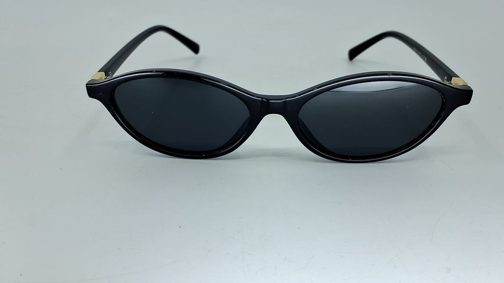 Retro Oval Polarized Sunglasses Cat Eye Black Frame Grey Lens 53mm