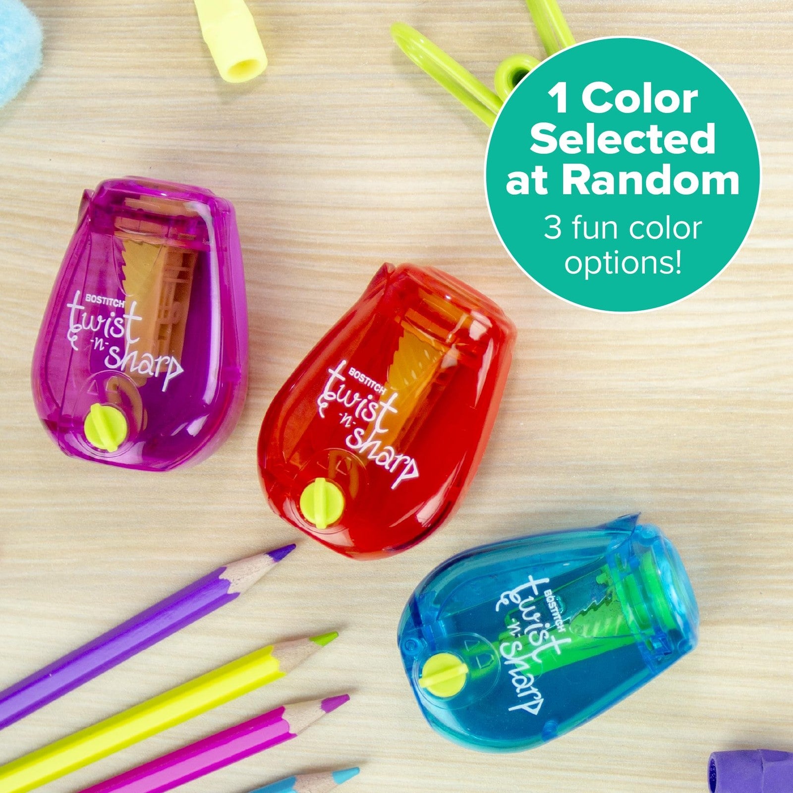 Assorted Color Bostitch Twist-n-Sharp Pencil Sharpener, Kids & Colored Pencils