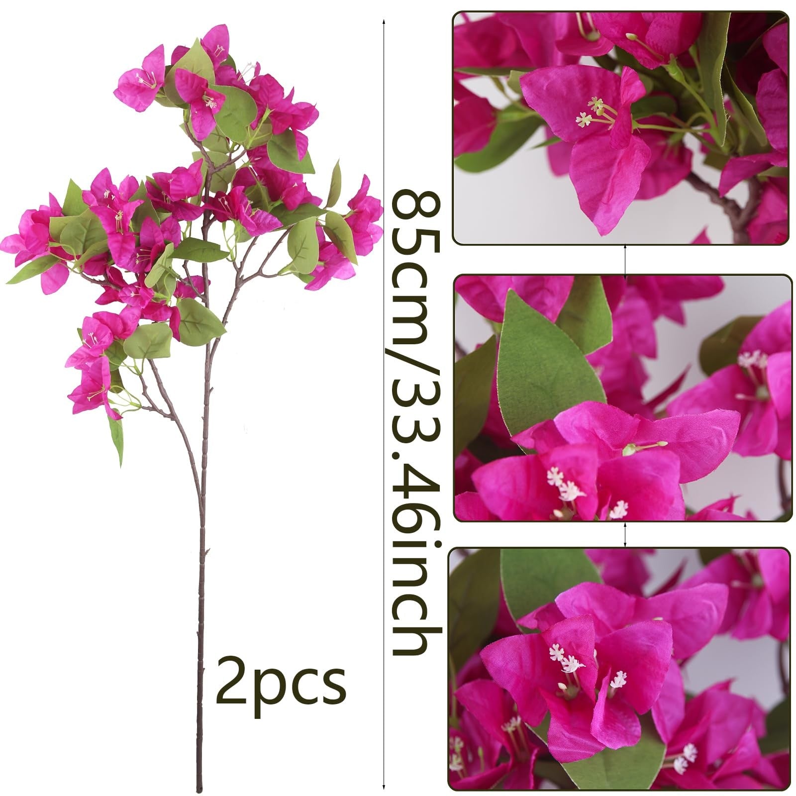 Artificial Bougainvillea Branches 33.46 In Red Silk Flowers - 2 Pcs