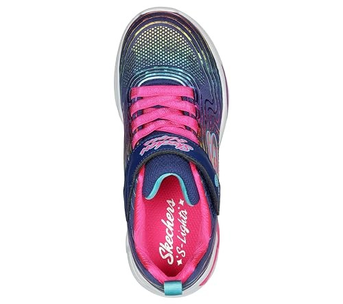 Skechers Kids Wavy Beams Sneaker, Navy/Multi, 12 US Unisex Little Kid