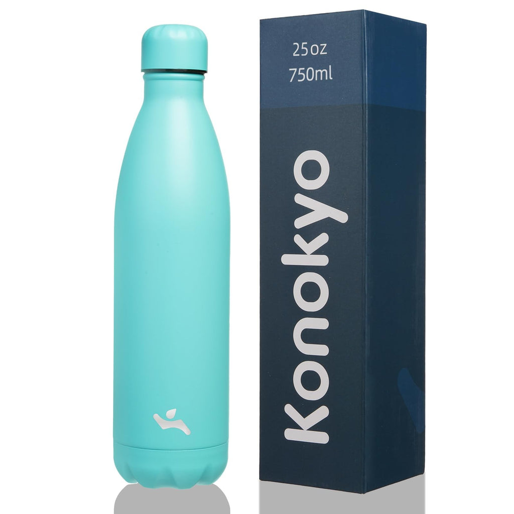 25 Oz Turquoise Insulated Water Bottle, Stainless Steel, Double Wall