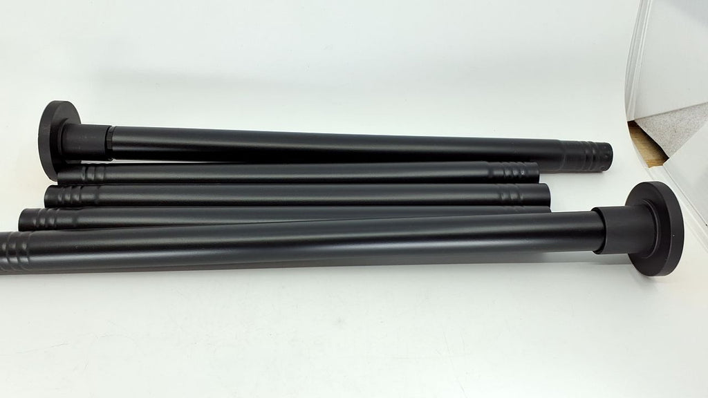 30-120 In Black Stainless Steel Tension Shower Curtain Rod No Drill