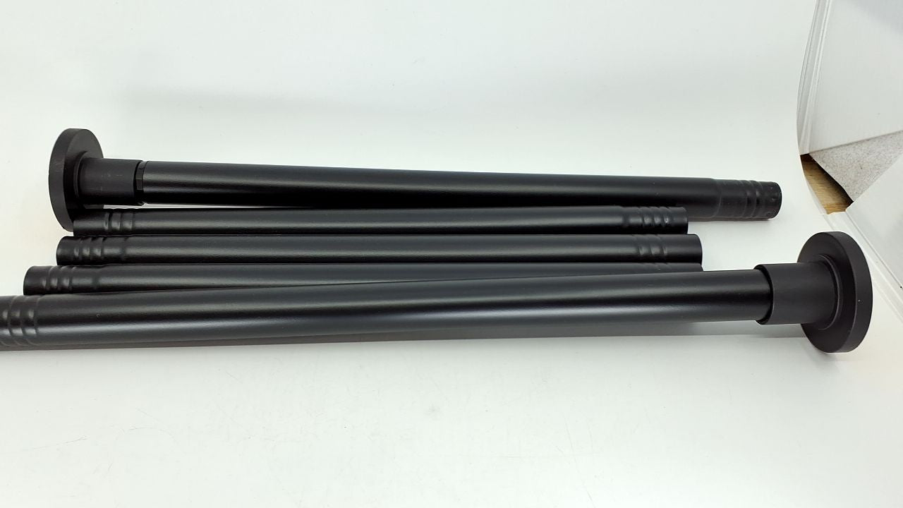 30-120 In Black Stainless Steel Tension Shower Curtain Rod No Drill