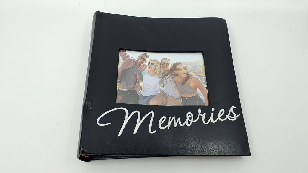 Cursive Memories Photo Album, 160 4x6, Black Faux Leather Cover