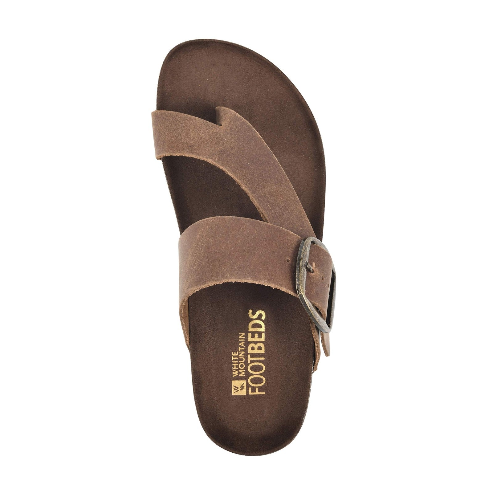 WHITE MOUNTAIN Women's Harley Footbed Sandal, Whiskey/Leather, 7 M
