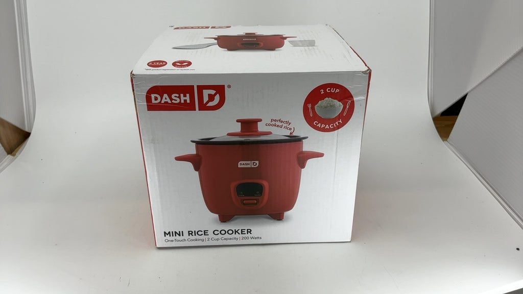 Compact DASH Mini Rice Cooker 0.5 Qt Red w/ Nonstick Pot & Recipe Guide