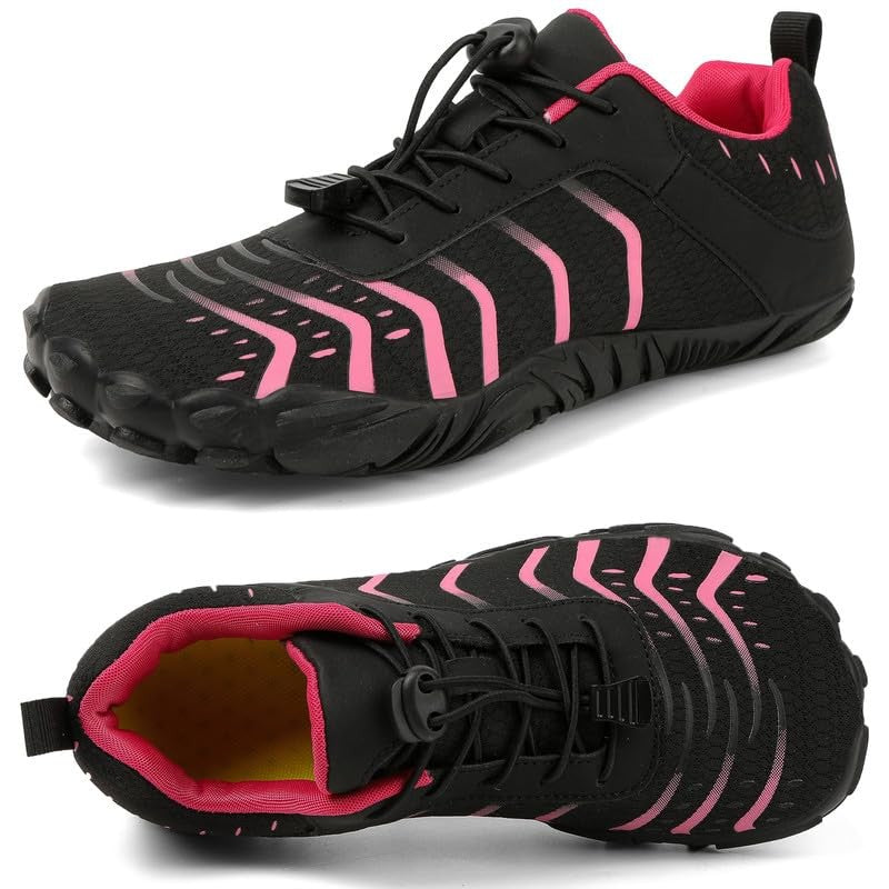MIFAWA Barefoot Shoes Men Women Zero Drop Cross-Trainer 8W/7M Black Rose