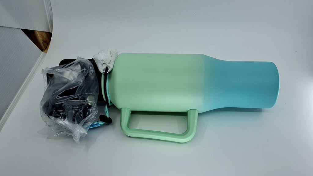 Mint Metal Water Bottle 35oz w/ Straw Lid & Paracord Strap, Insulated