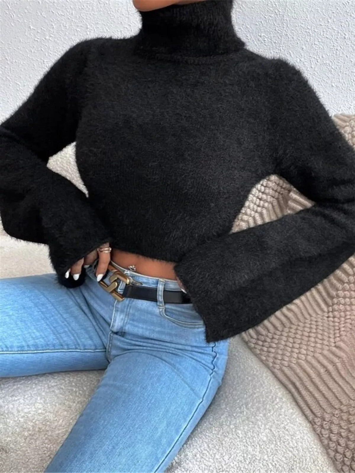 Turtleneck Flare Sleeve Sweater