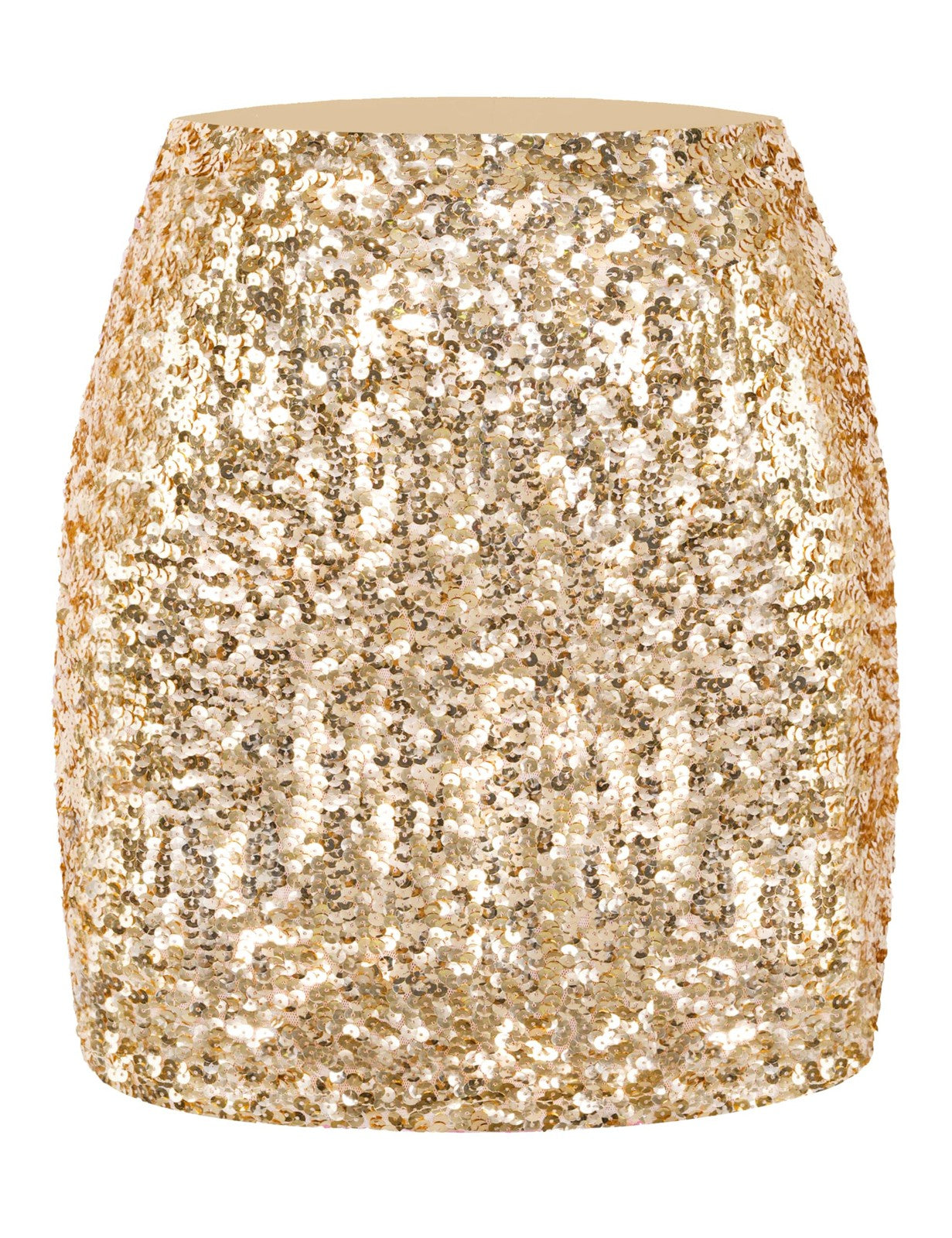 Sparkly Sequin Skirt Women's Bodycon Mini Champagne Medium