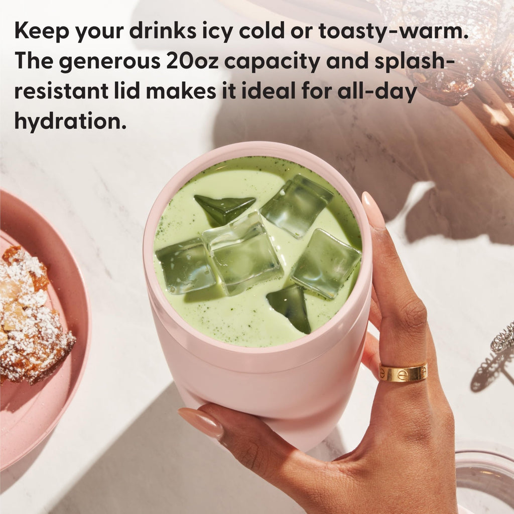 Ceramic Coated 20 oz Insulated Tumbler w/ Wide Mouth Charcoal Terrazzo