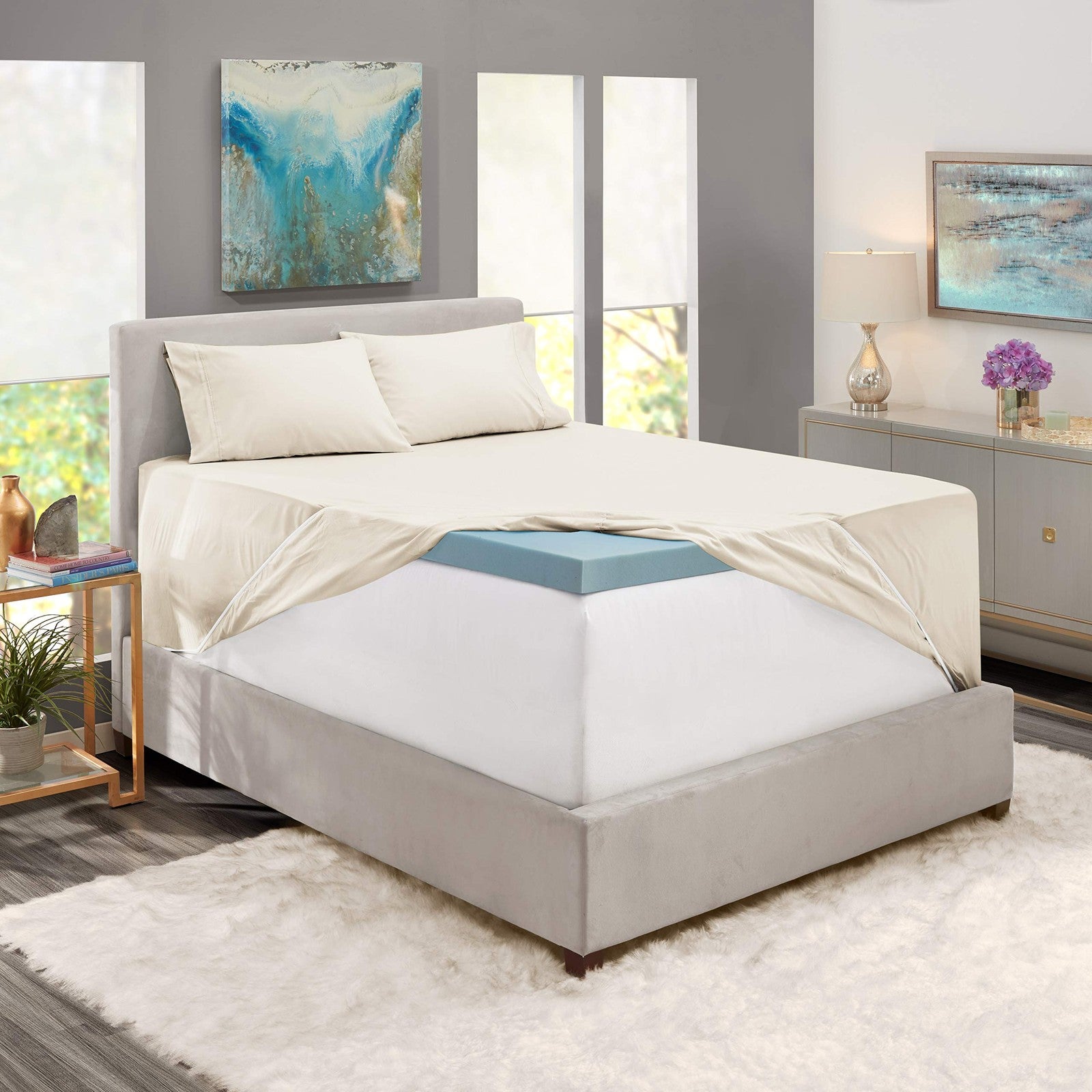Queen Size Sheet Set 4pc Extra Deep Pocket Microfiber Off White