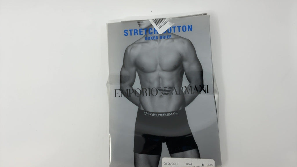 Emporio Armani Men's Cotton Stretch Boxer Brief, Black, Small
