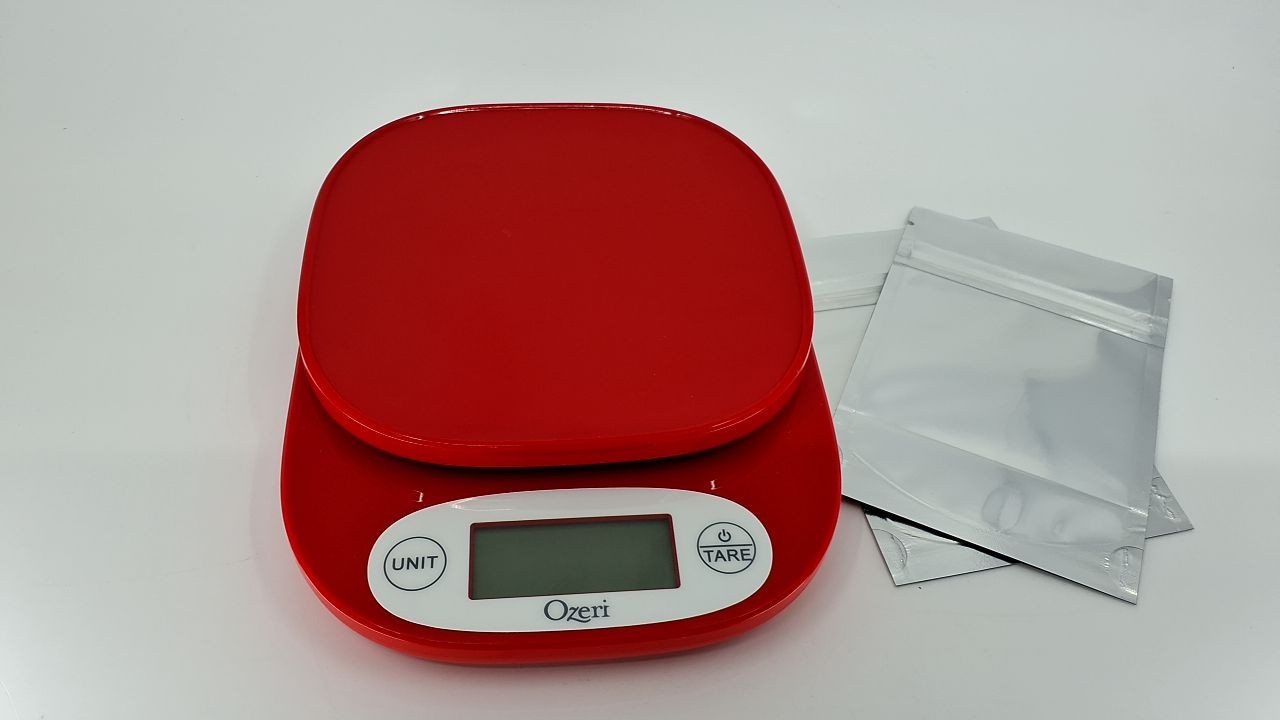 Ozeri ZK24 Kitchen Scale, 0.5g Precision, Easy Tare, Red