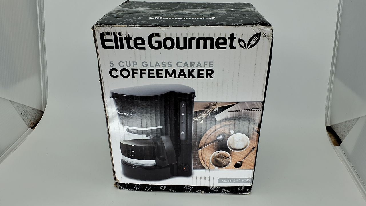 Elite Gourmet 5-Cup Coffee Maker w/ Reusable Filter & Water Level Indicator