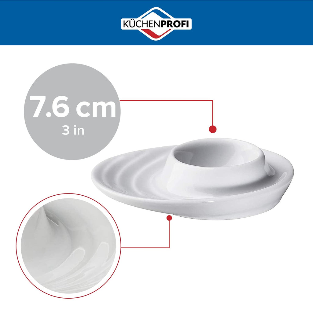Küchenprofi 2-Pc Egg Cups, White Porcelain, 3.5x4 In, Oval Base