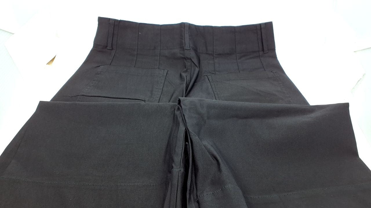 Cropped Wide Leg Capris Pants Black 31 Womens High Waist w/ Pockets