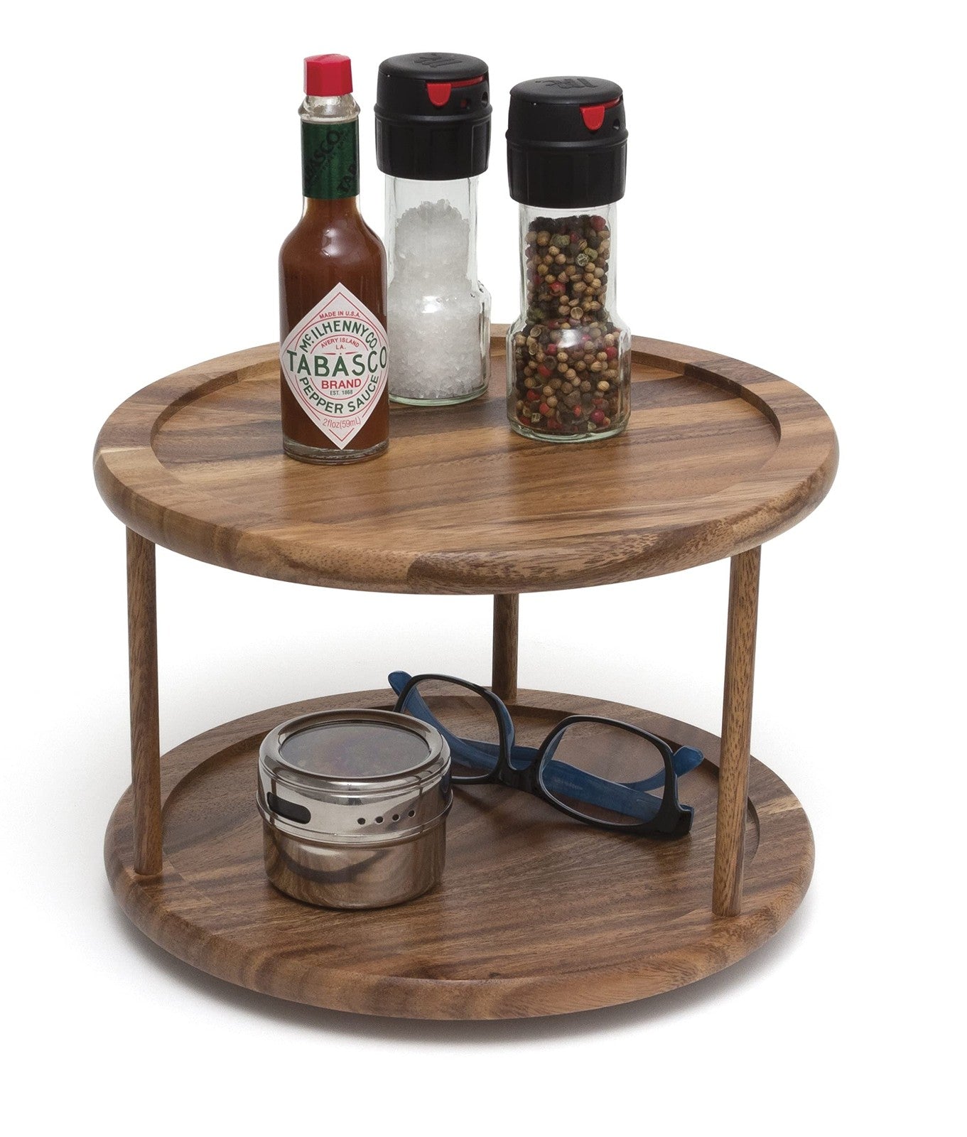 Lipper International 1302 Acacia Wood 2-Tier 10" Kitchen Turntable