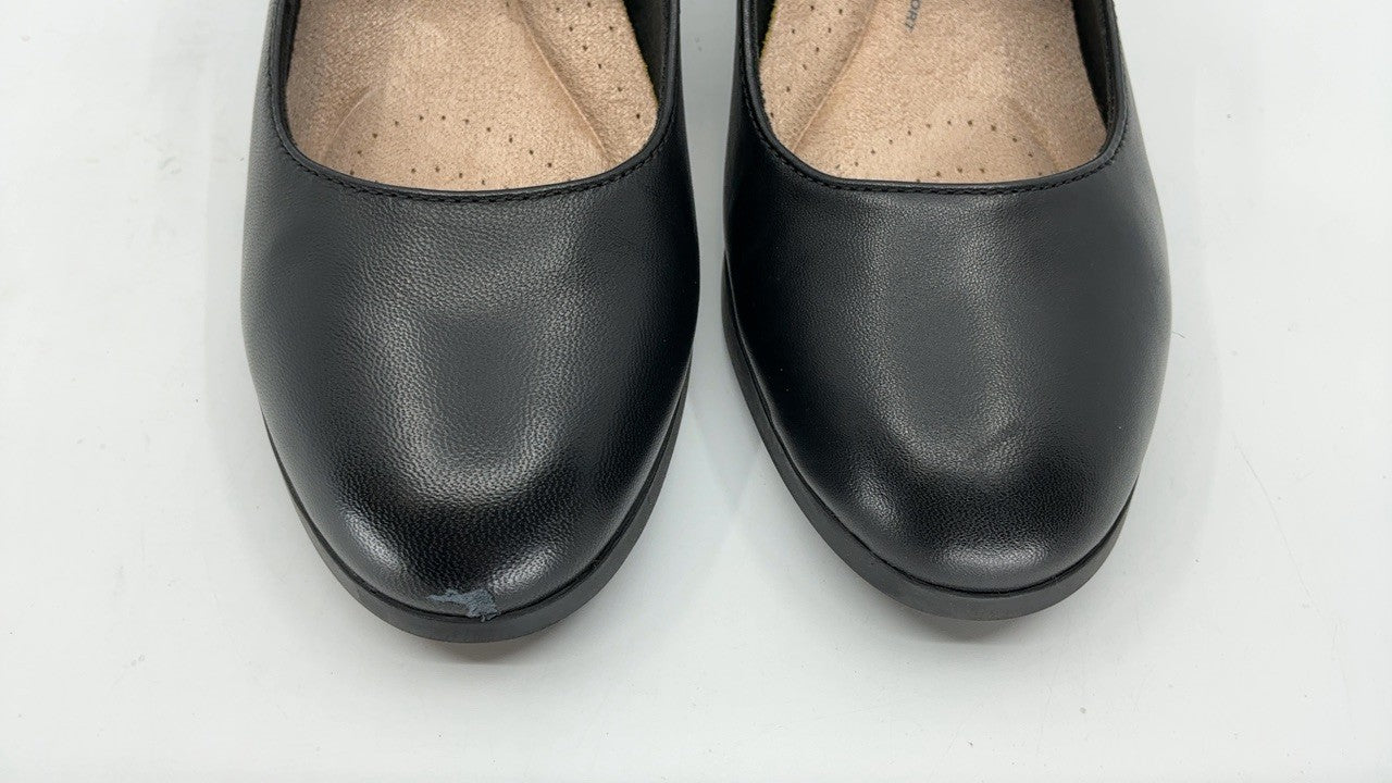 Clarks Black's Bayla Nora Pump, Black Leather, 7 Medium US
