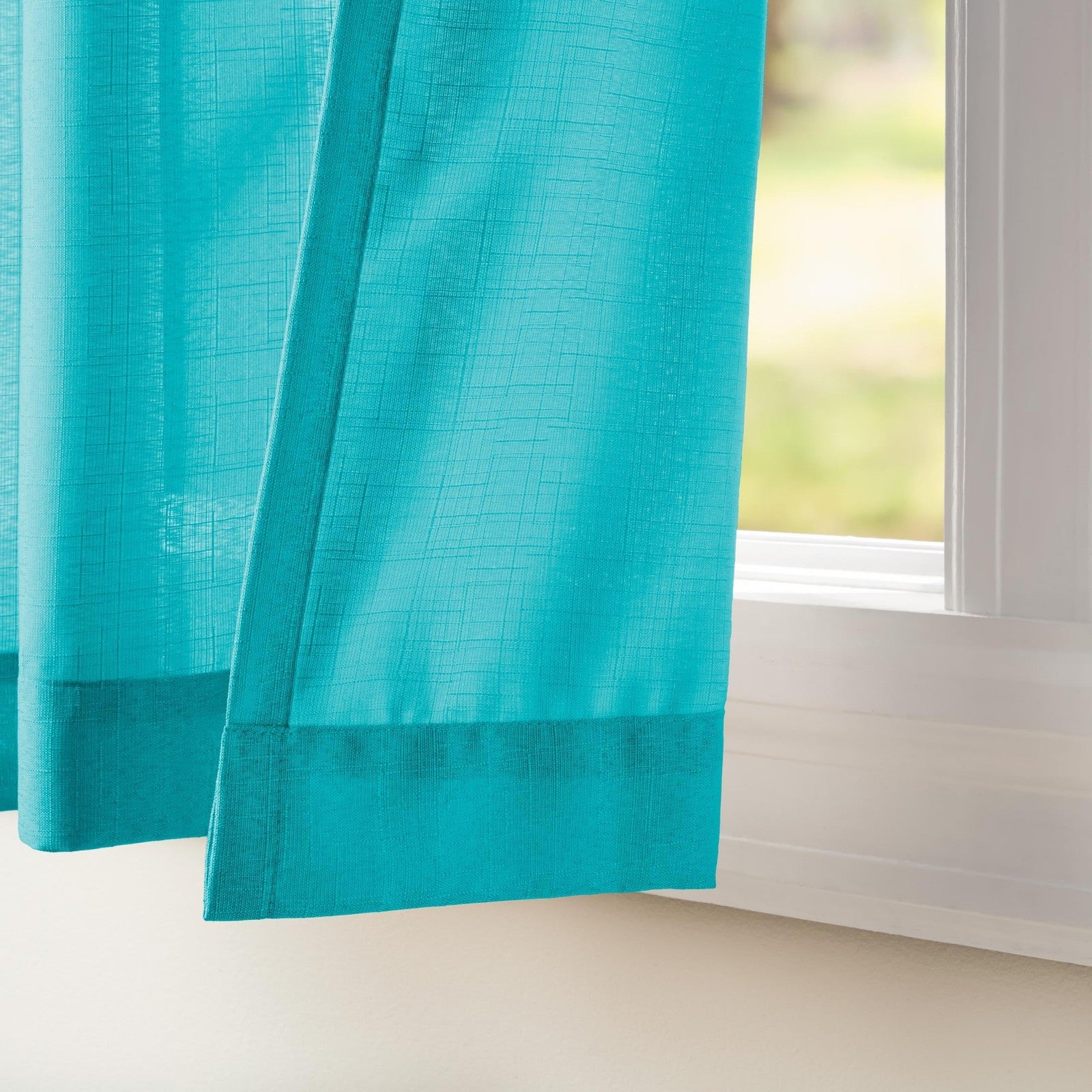 Light Filtering Linen Look Curtain Panels 54x84 Blue Teal - 2 Pack
