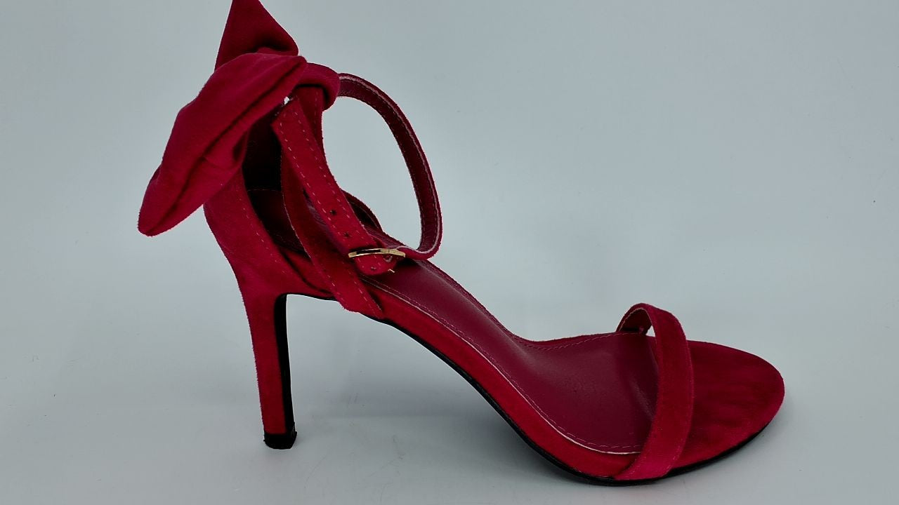 Coutgo Womens Stiletto Heels, Ankle Strap Sandals, Rosy Red, Size 5.5