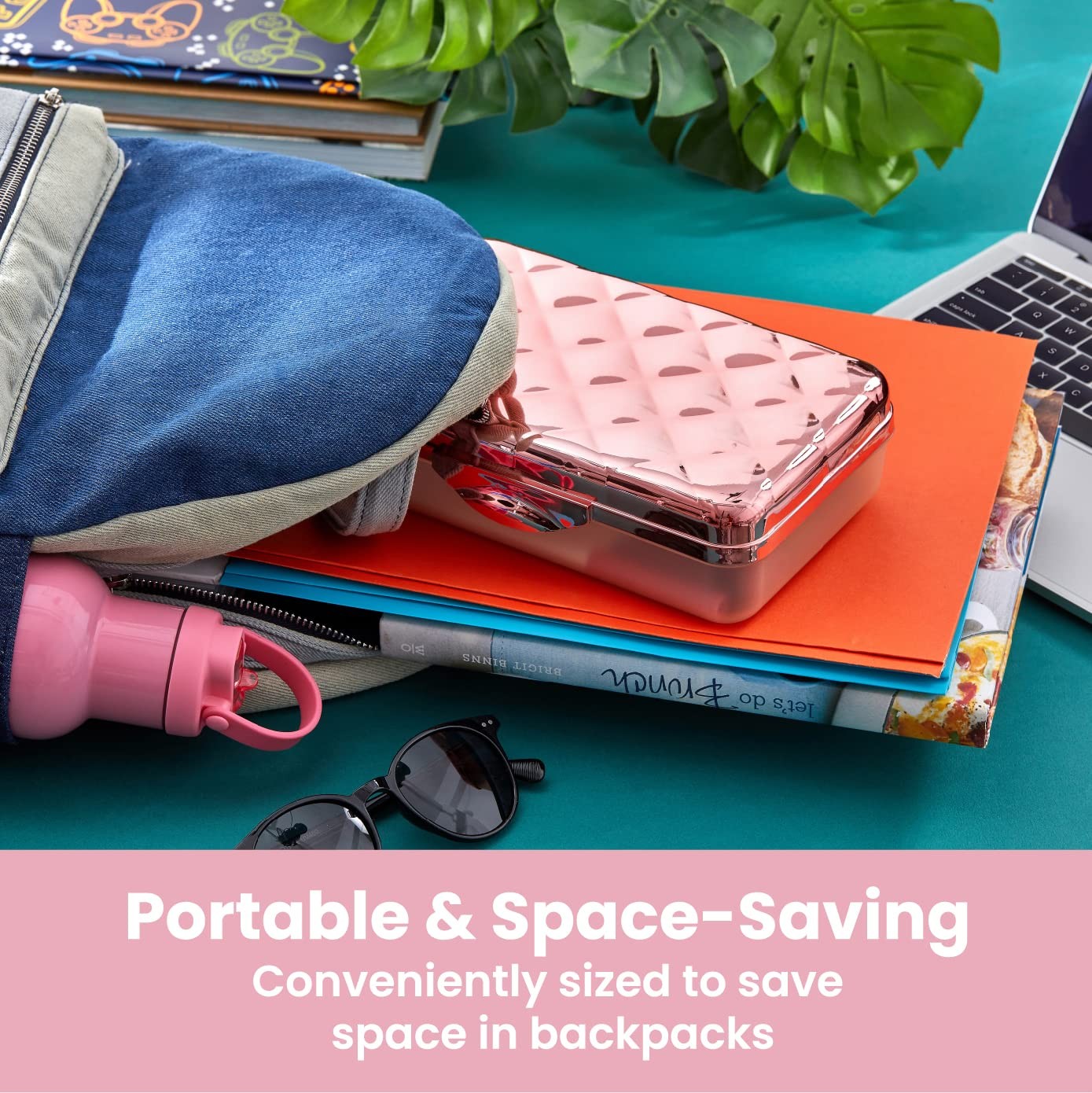 Hard Plastic Pencil Case, Quilted Rose Gold, Ideal for School Supplies