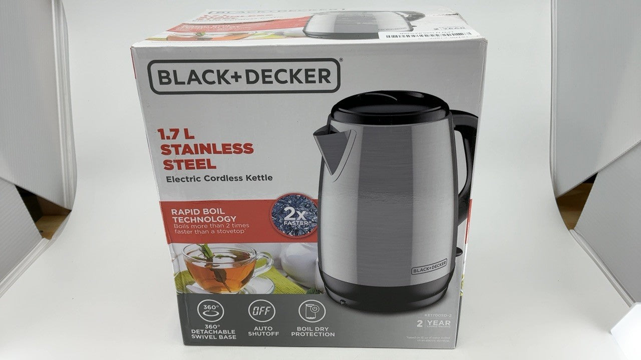 1.7L Cordless Electric Kettle, Rapid Boil, Auto Shutoff, Stainless Steel