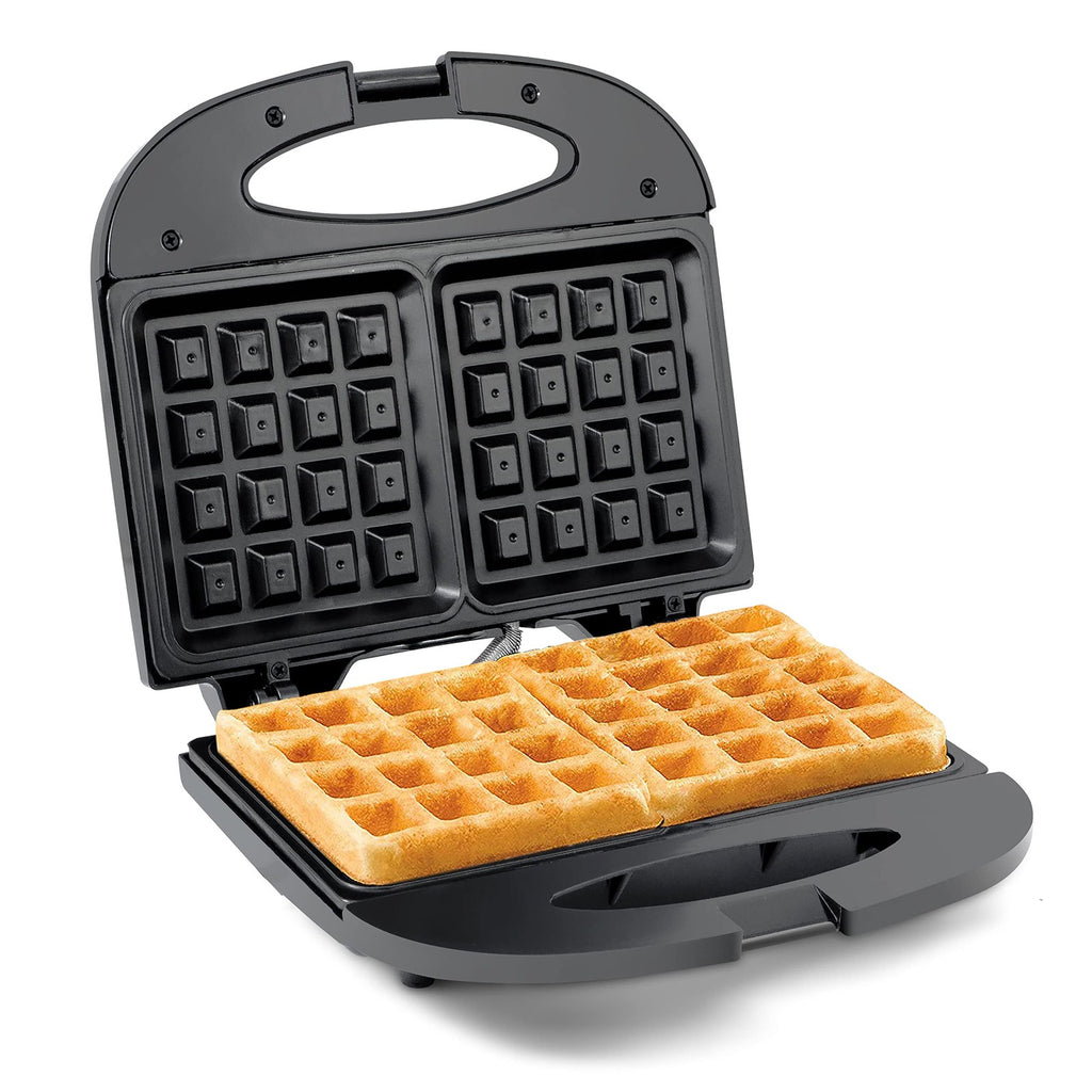 Black Nonstick Belgian Waffle Maker, 2 Slice, Compact Design