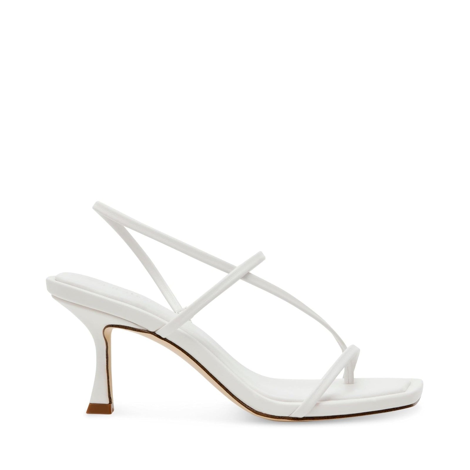 Steve Madden Women's Locke Heeled Sandal, White Leather, 8.5