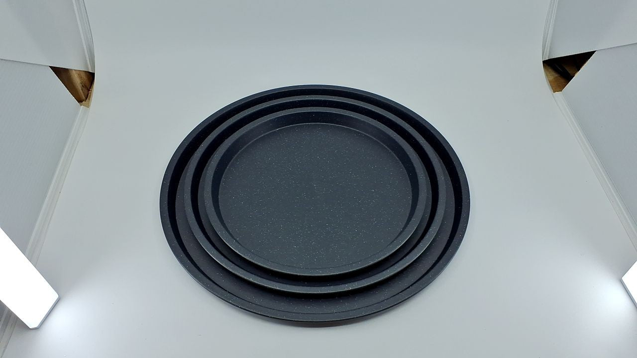 Gray Marble Pizza Baking Pans Set of 3, Non Stick, Oven Safe, Carbon Steel