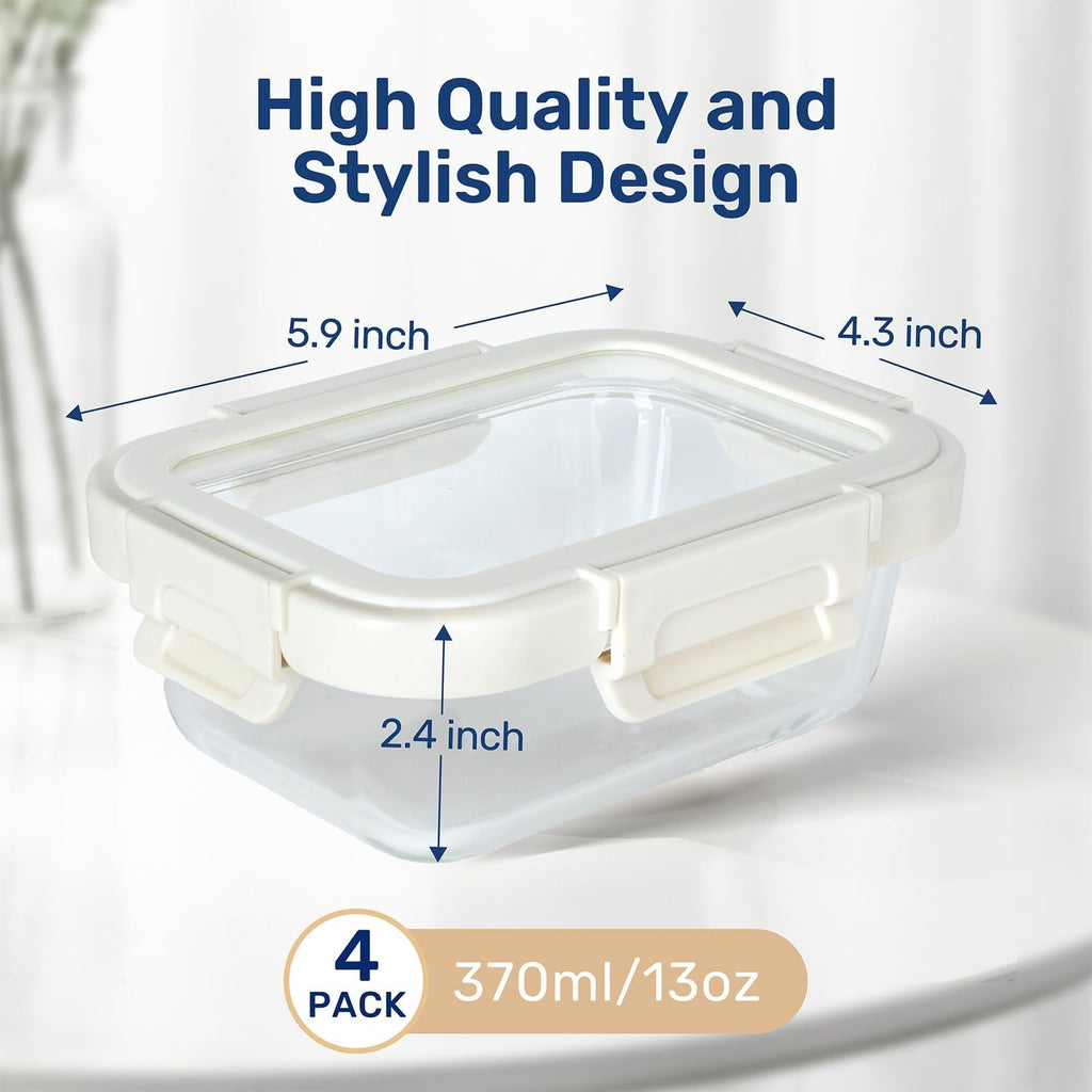 Stackable Glass Storage Containers Set of 4, Freezer to Oven Safe