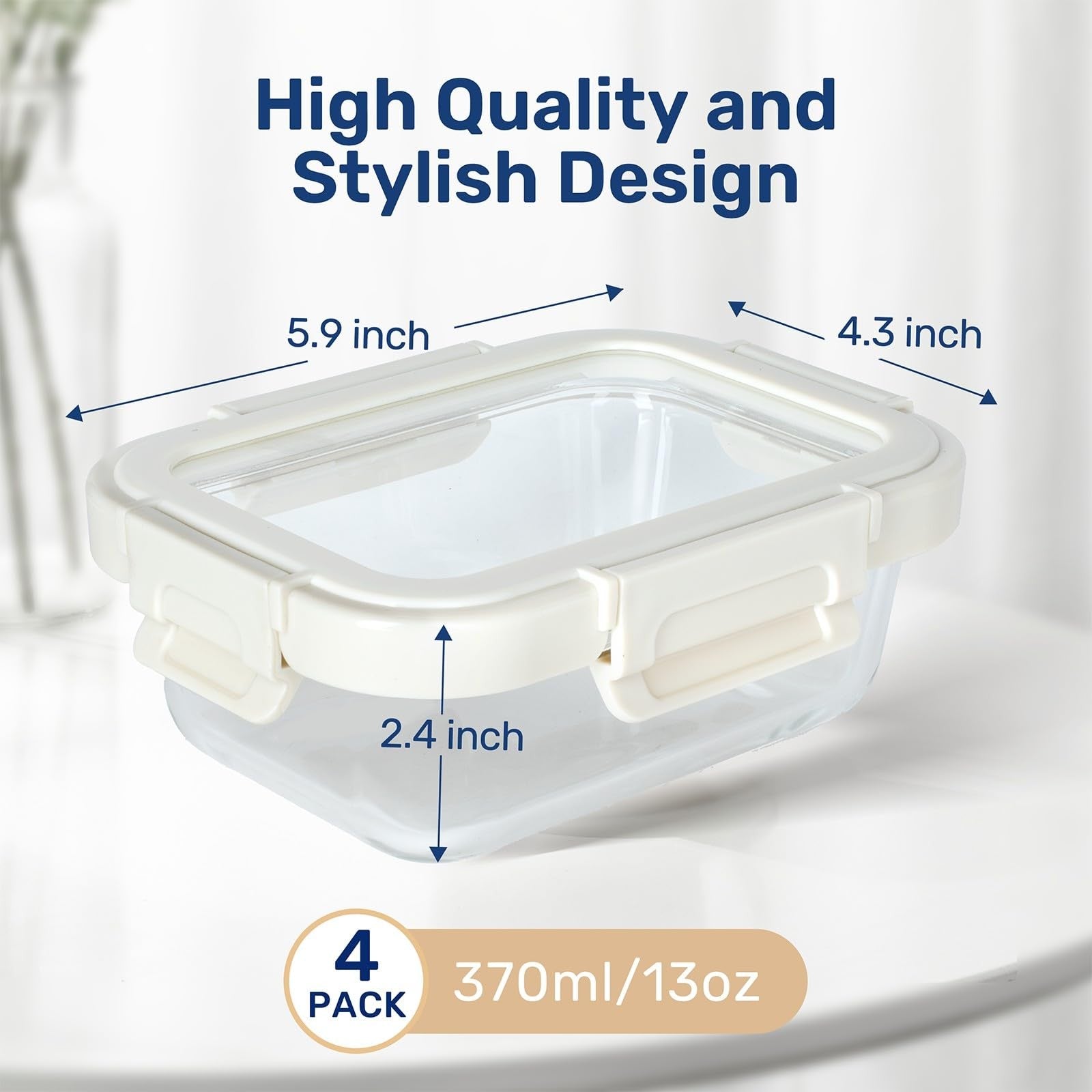 Stackable Glass Storage Containers Set of 4, Freezer to Oven Safe