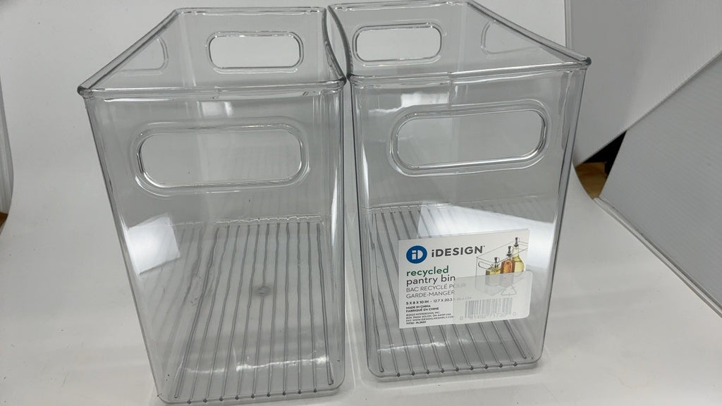Set of 2 iDesign Pantry Bins, Clear, w/ Handles for Kitchen Organization