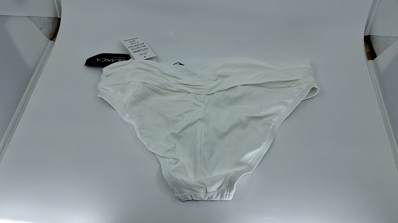 La Blanca White Hipster Bikini Swimsuit Bottom, Size 6, Shirred Band