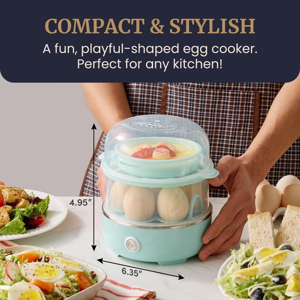 Elite Gourmet EGC1215M 14-Egg Cooker, Stainless Steel, Auto Shut-Off