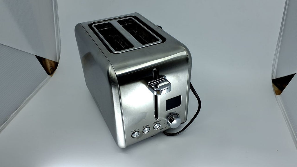 Modern 2 Slice Toaster 900W Silver Metallic w/ Bagel & Defrost Functions