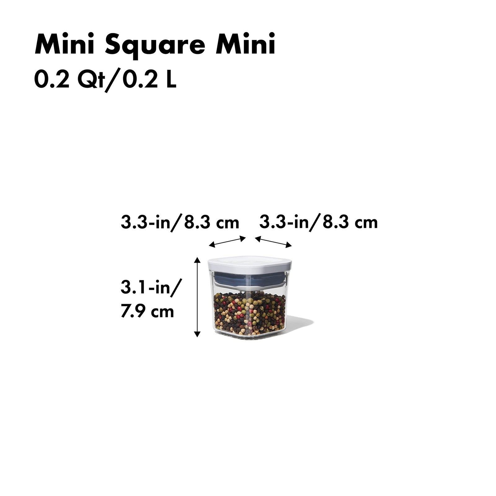 OXO Mini Square POP Container 0.2 Qt - Airtight Food Storage for Spices