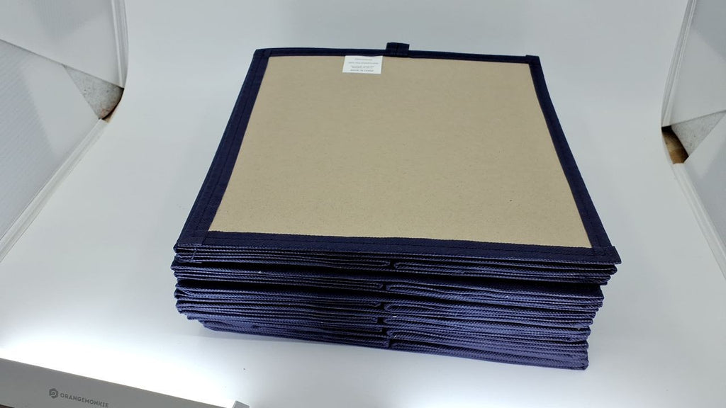 Set of 6 Navy Fabric Storage Bins w/ Handles, 11in - Foldable Cubes