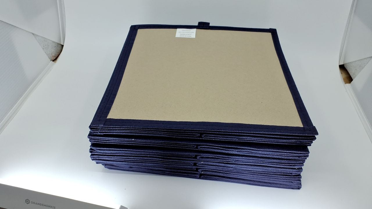 Set of 6 Navy Fabric Storage Bins w/ Handles, 11in - Foldable Cubes