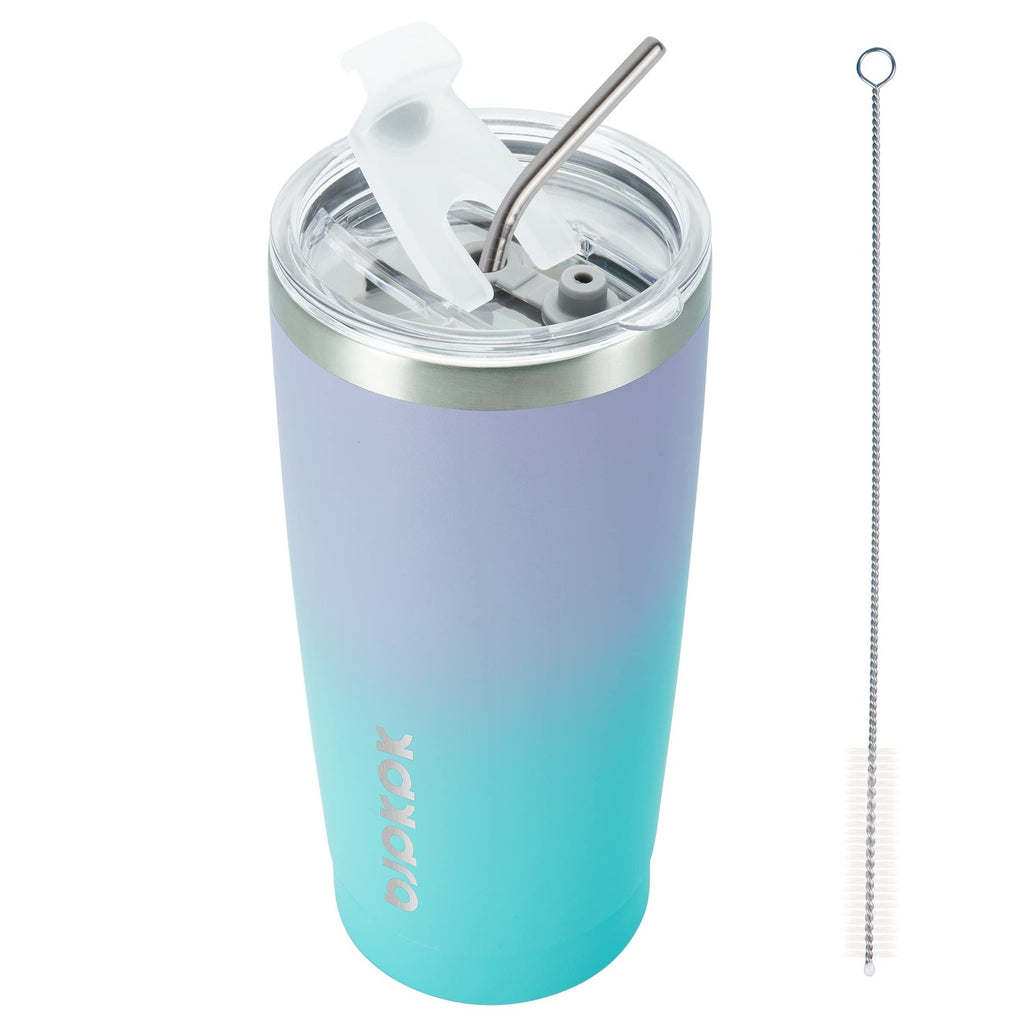 Lavender Green 20oz Insulated Travel Mug w/ Lid & Straw, Stainless Steel