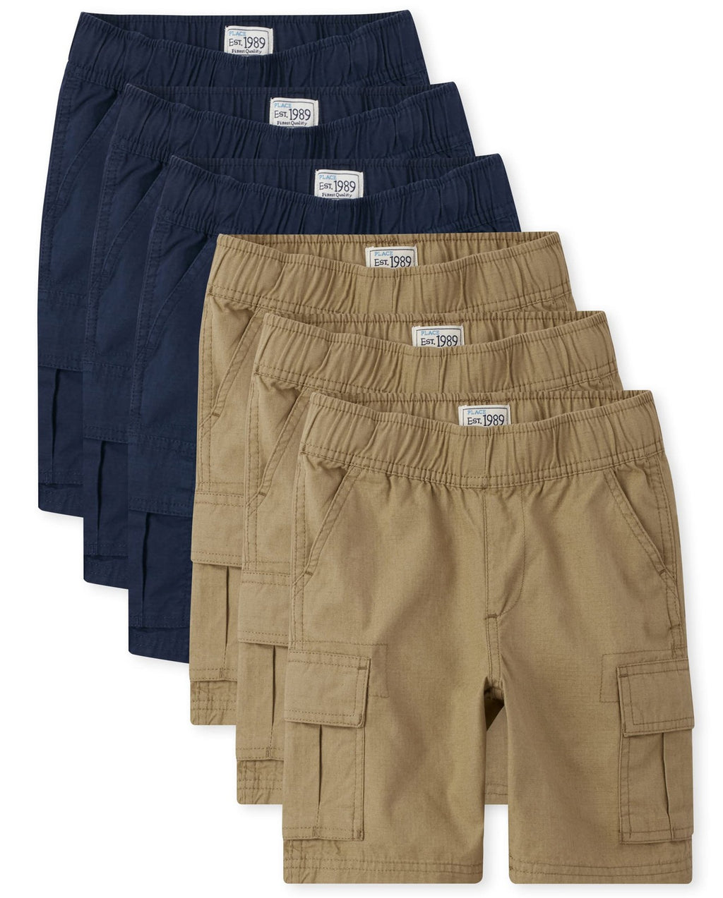 The Children's Place Boys Pull on Cargo Shorts, Flax/Tidal 6 Pack, 16 Husky