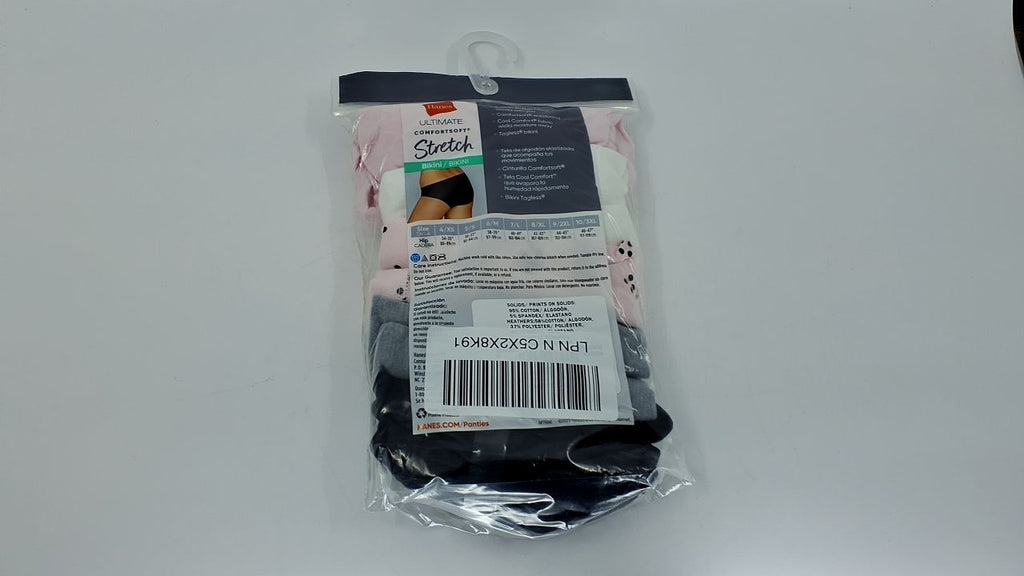 Hanes Women's Bikini Panties 5-Pack, Comfortsoft, Moisture-Wicking, Size 6