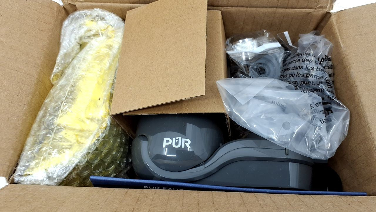 PUR Plus Vertical Faucet Mount Water Filter, Grey, Easy Install, 100 Gal