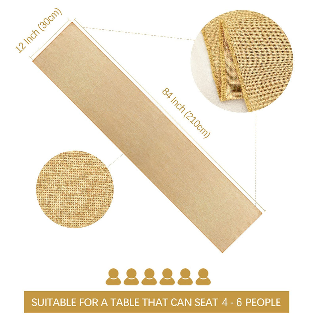 Rustic Khaki Burlap Table Runners 2 Pack 12x84 In for Weddings & Events