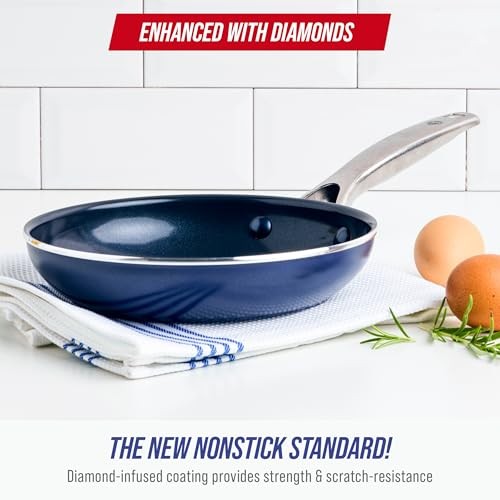Blue Diamond Nonstick Frying Pan, 8 Inch, Toxin-Free, Dishwasher Safe
