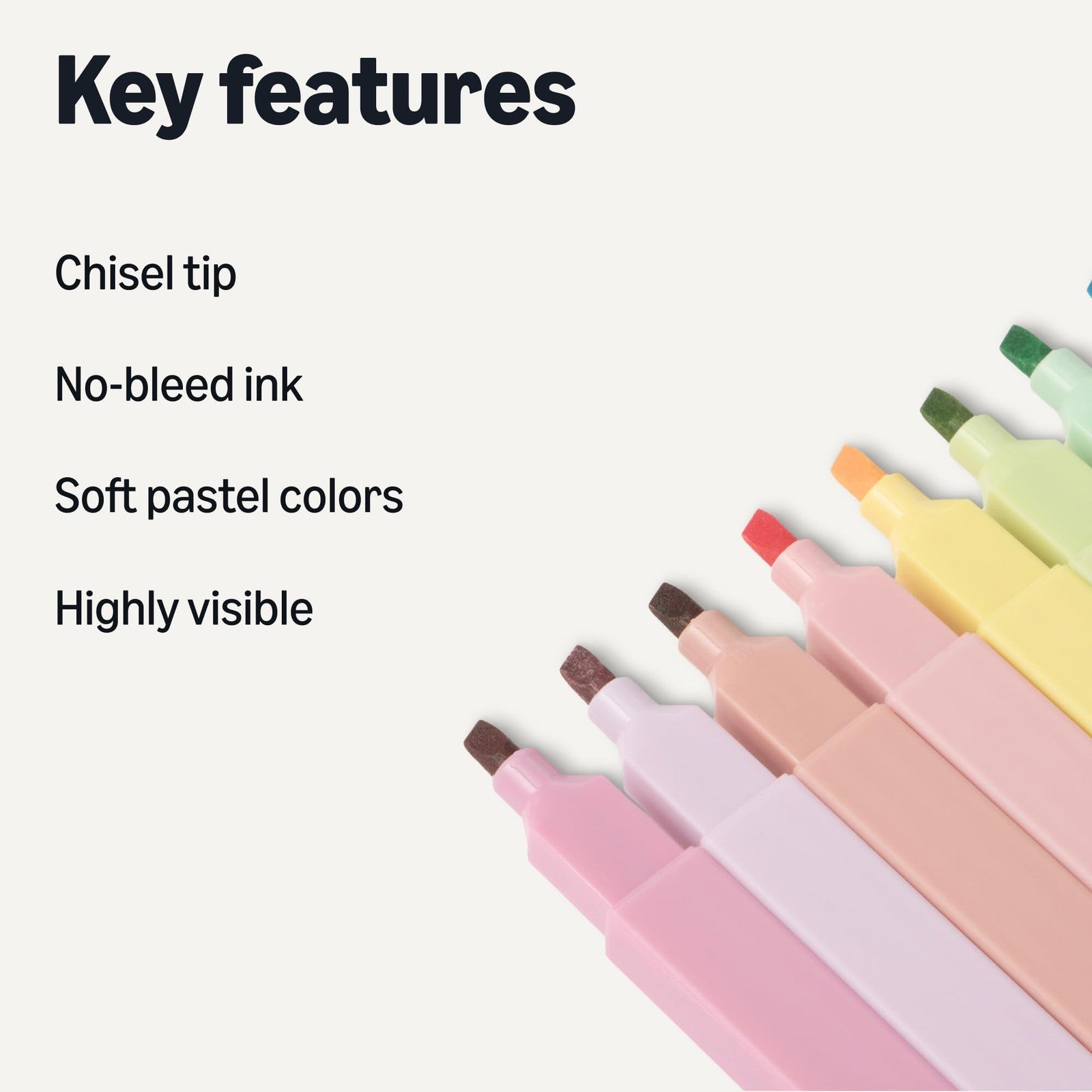 Pastel Highlighters Set, No Bleed, Chisel Tip, 10 Count, Assorted Colors